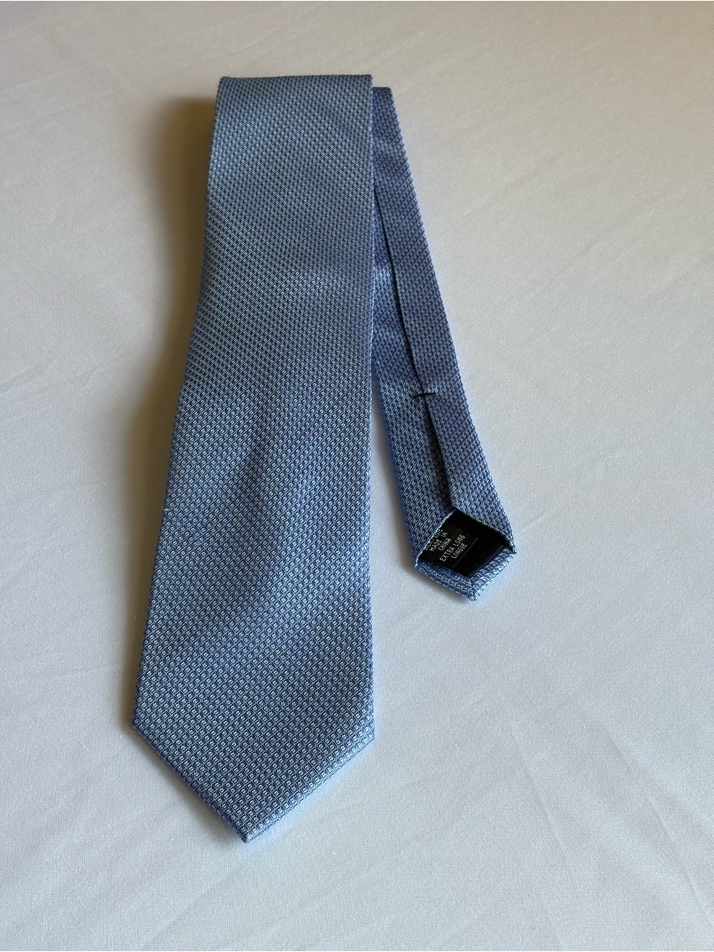 Michael Kors Extra Long Light Blue Silk Geometric Grid Textured Men's Tie XL